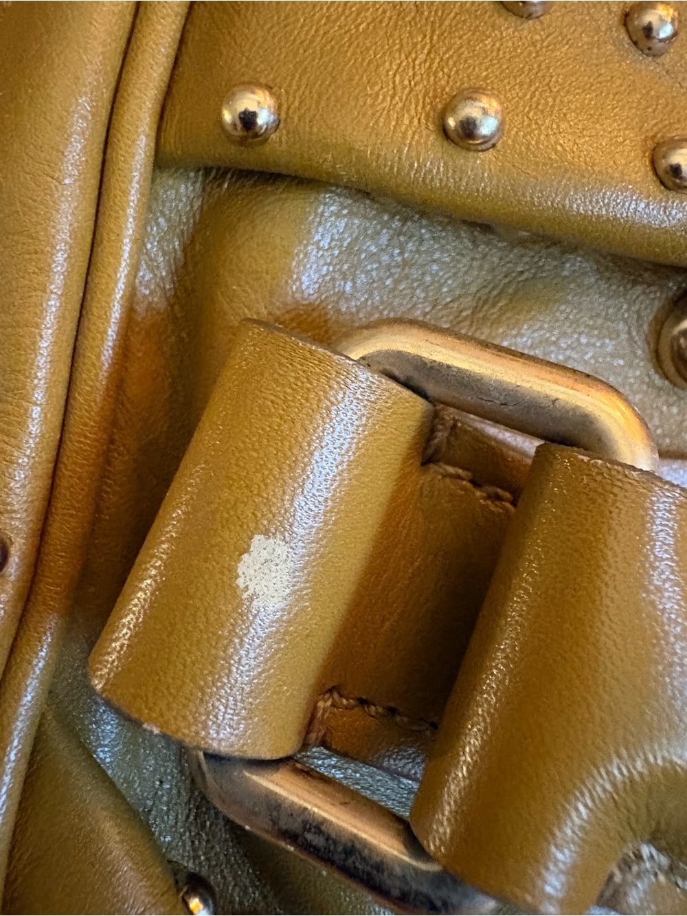 Burberry Orchard Studded Olive Leather Bowling Satchel Bag - Picture 11 of 17